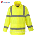 Custom Safety Hi Vis ANSI Reflective Tape Hood Waterproof Rain Jacket Lightweight High Visibility Security Raincoat Hooded